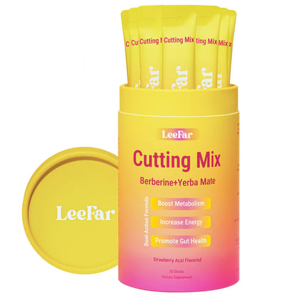 Cutting Drink Mix – GLP-1 Drink Mix with 5-HTP, Yerba Mate & Magnesium, FOS | Supports Satiety Signaling, Energy & Gut Health | Strawberry Açaí Flavor – 30 Servings